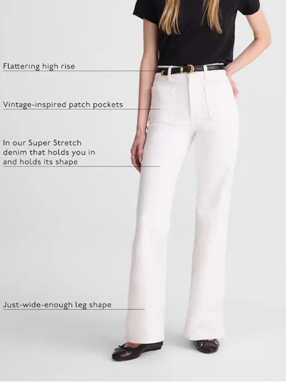 NWT Madewell Emmy Wide-Leg Jean in Super Stretch Denim Tile White